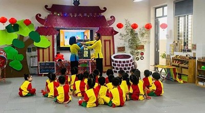 Hoạt động học trò chơi dân gian đạt giải nhất khối 4 tuổi Huyện Mỹ Đức năm học 2024 -2025